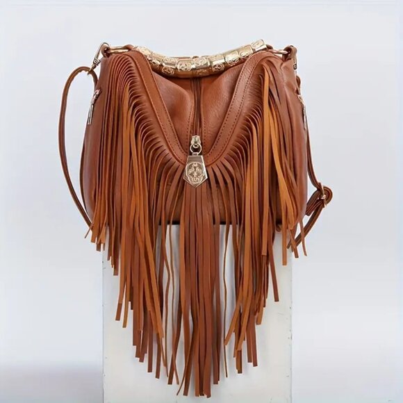 Boho Tassel Fringe Women's Crossbody Bag Western Festival Style Hippie Chic - Picture 1 of 11